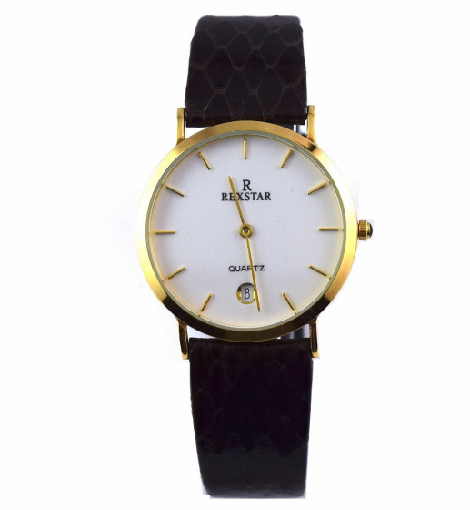 REXSTAR Brown Leather Gold Plated Watch | RX19022