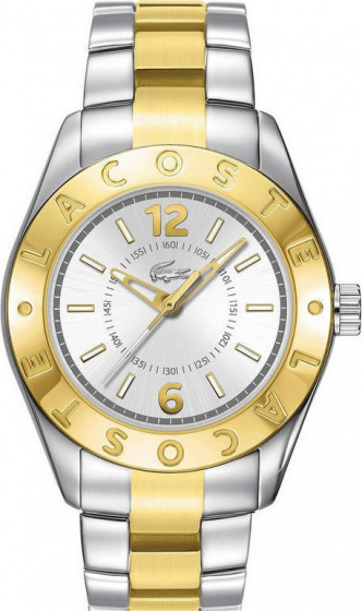 LACOSTE Women's Silver and Gold Biarritz Two Tone Bracelet Quartz Watch 2000710
